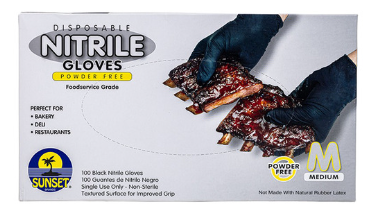 Sunset Glove Nitrile Black Medium 10-100ct